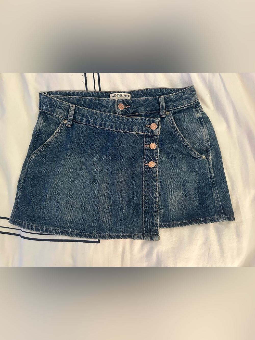 Free People X We The Free Denim Asymmetrical Skirt